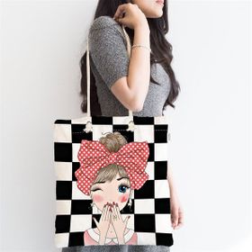 RealHomes Fashion Girl Dijital Baskılı Fermuarlı Kumaş Çanta