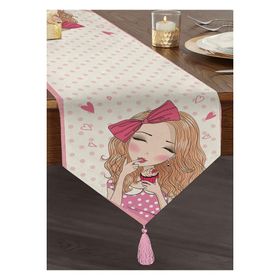 Realhomes Fashion Girl Dijital Baskılı Modern Özel Tasarım Püsküllü Şönil Üçgen Runner