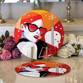 RealHomes Fashion Woman Özel Tasarım Dijital Baskılı 2 1 Yuvarlak Servis Altlığı Supla