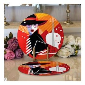 RealHomes Fashion Women Özel Tasarımlı Dijital Baskılı 2 1 Yuvarlak Servis Altlığı Supla