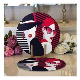 RealHomes Fashion Womens Popart Modern Tasarımlı 2 1 Yuvarlak Servis Altlığı Supla
