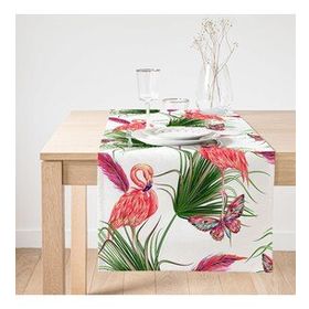 Realhomes Flamingo Desen Dijital Baskılı Modern Süet Runner