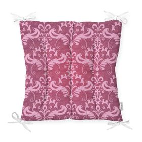 RealHomes Fuşya Zeminli Damask Motifler Modern Pofidik Sandalye Minderi