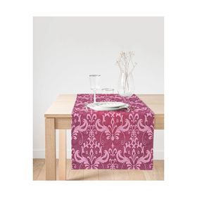 Realhomes Fuşya Zeminli Damask Motifler Modern Süet Runner