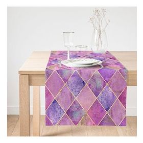 Realhomes Geometrik Açık Pudra Renkli Modern Süet Runner