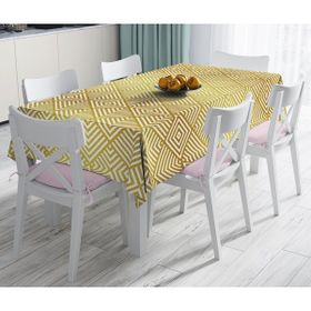 RealHomes Geometrik Altın Kabartma Desenli Özel Tasarım Leke Tutmaz 120x140 cm Masa Örtüsü