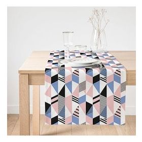 Realhomes Geometrik Desenli Dijital Baskılı Modern Süet Runner