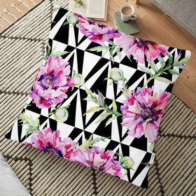RealHomes Geometrik Elmas Çizimli Dijital Baskılı 70x70 cm Yer Minderi