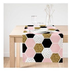 Realhomes Geometrik Petek Desenli Altın Detaylı Modern Özel Tasarım Süet Runner