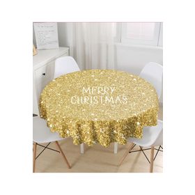Realhomes Gold Zeminde Merry Christmas Yazılı Dijital Baskılı Özel Tasarım Püsküllü Şönil Üçgen Runner