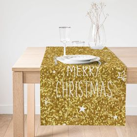Realhomes Gold Zeminde Merry Christmas Yazılı Dijital Baskılı Özel Tasarım Süet Runner
