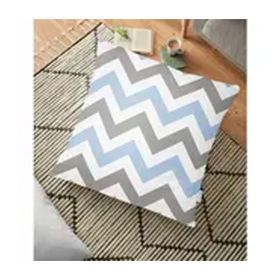 RealHomes Gri Mavi Zigzag Desenli Dijital Baskılı Modern 70x70 cm Yer Minderi