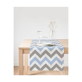 Realhomes Gri Mavi Zigzag Desenli Dijital Baskılı Modern Süet Runner