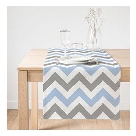 Realhomes Gri Mavi Zigzag Desenli Dijital Baskılı Modern Süet Runner