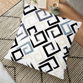 RealHomes Gri Siyah Labirent Çizimli Modern Dijital Baskılı 70x70 cm Yer Minderi