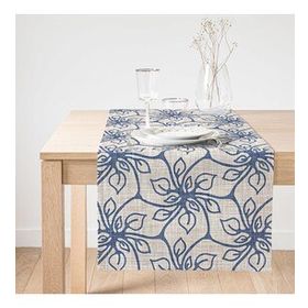 Realhomes Gri Zemiminde Geometrik Çiçek Motifli Süet Runner