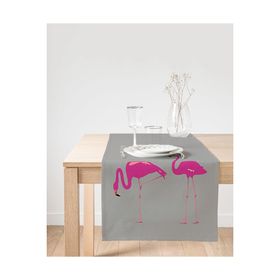 Realhomes Gri Zemin Flamingo Desenli Dijital Süet Runner