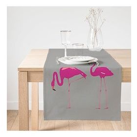 Realhomes Gri Zemin Flamingo Desenli Dijital Süet Runner