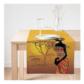 Realhomes Güneşin Batışındaki Ağaç Zeminli Afrika Kadın Motifli Süet Runner