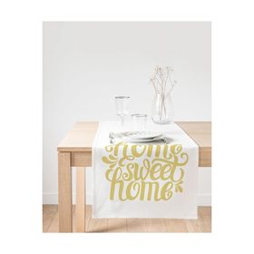 Realhomes Hardal Renk Home Sweet Home Dijital Baskılı Süet Runner
