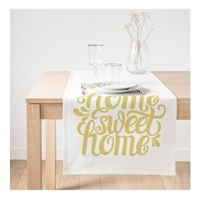 Realhomes Hardal Renk Home Sweet Home Dijital Baskılı Süet Runner