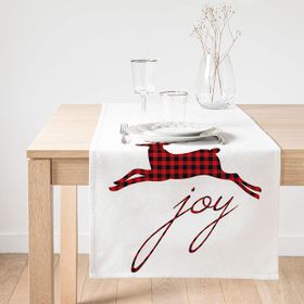 Realhomes Joy Ekose Geyik Desenli Dekoratif Özel Tasarım Süet Runner