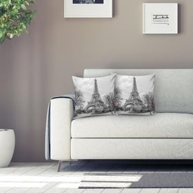 RealHomes K101 Eyfel Kuleli Dijital Baskılı Dekoratif Kırlent Kılıfı