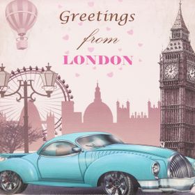 RealHomes K156 London Car Dijital Baskılı Dekoratif Yastık Kırlent Kılıfı