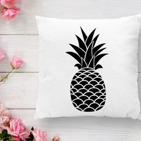RealHomes K2027 Siyah Beyaz Ananas Baskılı Dekoratif Kırlent Kılıfı