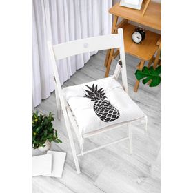 RealHomes K2027 Siyah Beyaz Ananas Baskılı Dekoratif Kırlent Kılıfı
