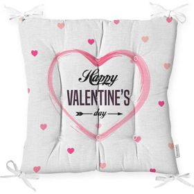 RealHomes K2084 Kalp Motifli Happy Valentine's Day Baskılı Kırlent Kılıfı