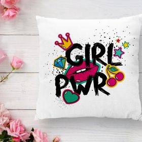 RealHomes K2085 Dudak Baskılı Girl Power Dijital Baskılı Kırlent Kılıfı