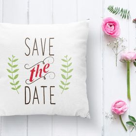 RealHomes K2091 Save The Date Başaklı Dijital Baskılı Kırlent Kılıfı