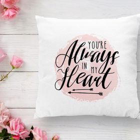 RealHomes K2101 Always Heart Yazı Desenli Dijital Baskılı Dekoratif Kırlent Kılıfı