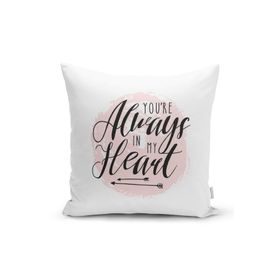 RealHomes K2101 Always Heart Yazı Desenli Dijital Baskılı Dekoratif Kırlent Kılıfı