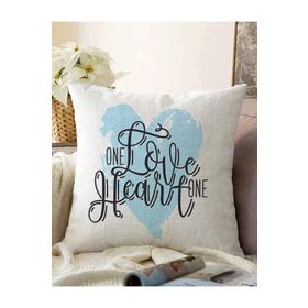 RealHomes K2103 Love Heart Yazı Desenli Dijital Baskılı Modern Kırlent Kılıfı