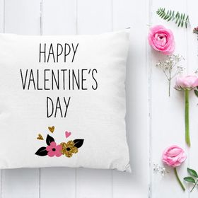 RealHomes K2126 Happy Valentınes Day Yazılı Dijital Baskılı Kırlent Kılıfı