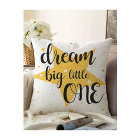 RealHomes K2133 Dream Big Little One Yazılı Yıdız Desenli Dijital Baskılı Kırlent Kılıfı