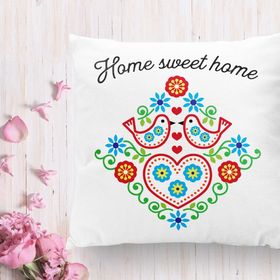 RealHomes K2279 Home Sweet Home Yazılı Dijital Baskılı Modern Kırlent Kılıfı