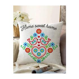 RealHomes K2279 Home Sweet Home Yazılı Dijital Baskılı Modern Kırlent Kılıfı