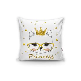 Realhomes K2471 Princess Kedi Motifli Modern Dijital Baskılı Yastık Kılıfı