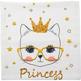 Realhomes K2471 Princess Kedi Motifli Modern Dijital Baskılı Yastık Kılıfı