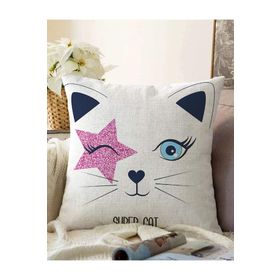 Realhomes K2491 Super Cat Motifli Modern Dijital Baskılı Yastık Kılıfı