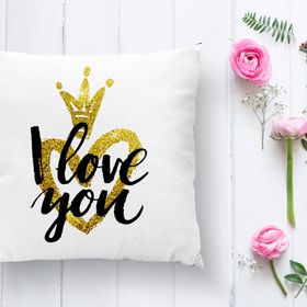 RealHomes K2530 I Love You Motifli Dijital Baskılı Kırlent Kılıfı