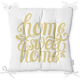 RealHomes K2558 Hardal Renk Home Sweet Home Dijital Baskılı Kırlent Kılıfı