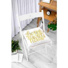 RealHomes K2558 Hardal Renk Home Sweet Home Dijital Baskılı Kırlent Kılıfı