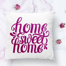 RealHomes K2562 Eflatun Home Sweet Home Dijital Baskılı Kırlent Kılıfı