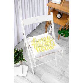 RealHomes K2563 Sarı Home Sweet Home Dekoratif Kırlent Kılıfı