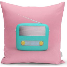 RealHomes K3018 Nostaljik Radyo Temalı Dijital Baskılı Kırlent Kılıfı