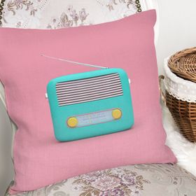 RealHomes K3018 Nostaljik Radyo Temalı Dijital Baskılı Kırlent Kılıfı